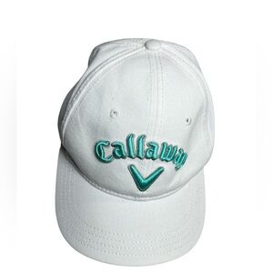 Callaway  Cap in White with teal Logo unisex 100% cotton